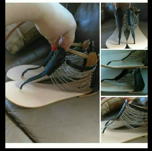 Black and tan sandals
