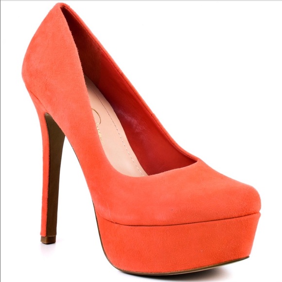 Jessica Simpson platform orange/coral heels