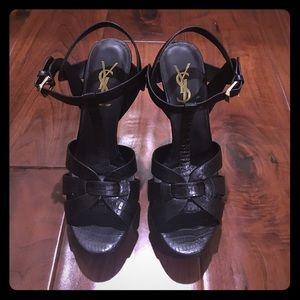 YSL BLACK TRIBUTE SANDALS