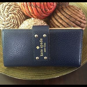 Kate Spade Leather Wallet, WELLESLEY STACY, Navy