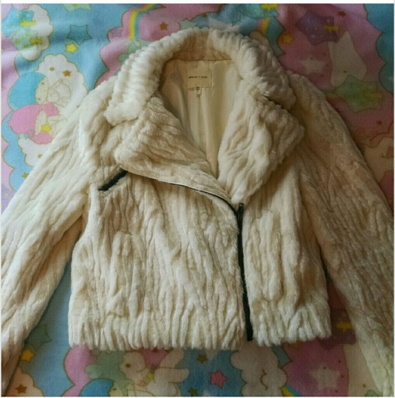 UO White Faux Fur Moto Jacket