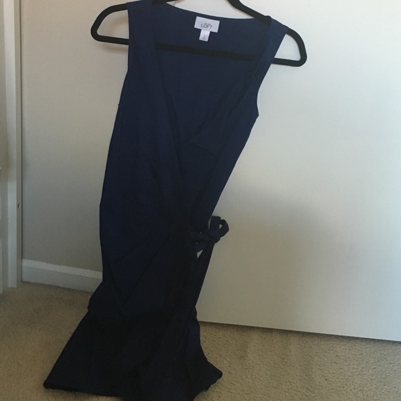 Navy cotton wrap dress.