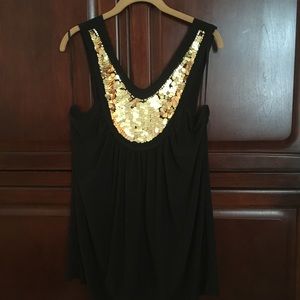 Black with gold sequins top