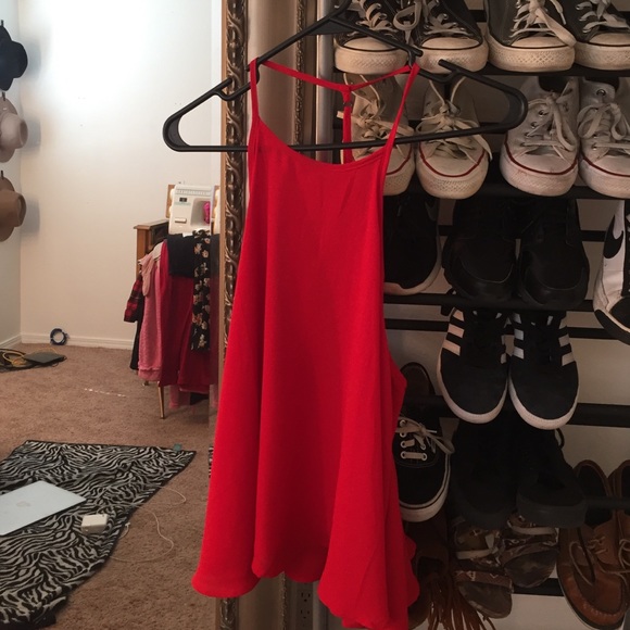 Red open back tank top