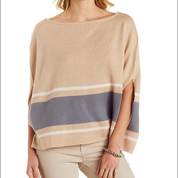 Off-The-Shoulder Beige Poncho