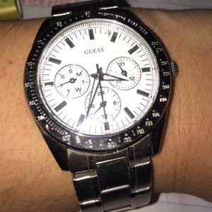 Guess silver watch white face