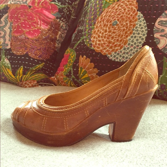 Frye peep toe platform heels