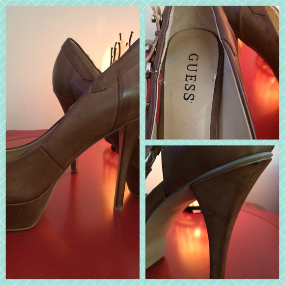 🚫SOLD🚫8 Guess platform heel brown color - Picture 2 of 3