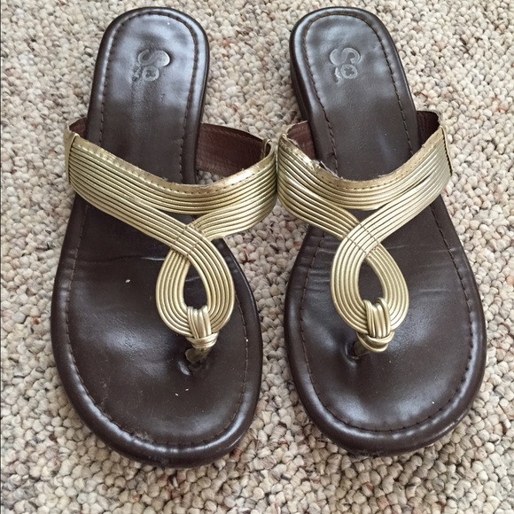 Gold and brown sandals