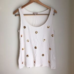 Banana Republic Gold Sequin Cream Tank Top