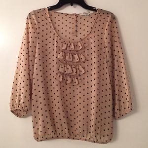 Forever 21 Ruffle Trim Polka Dot Blouse