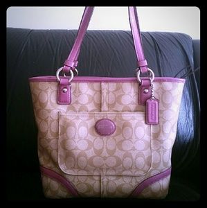 Coach Heritage Peyton Khaki Stripe Tote