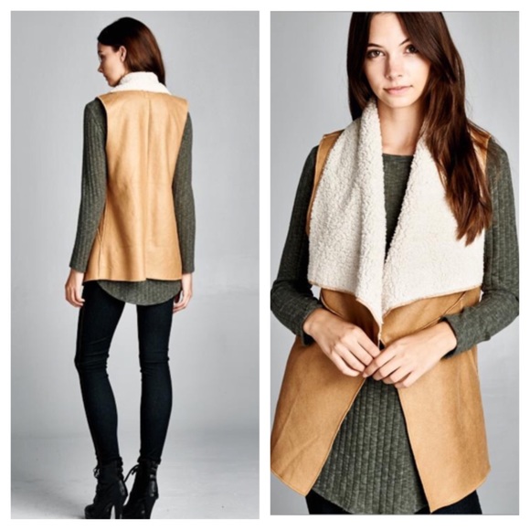 1 LEFT! ❗️Shearling Lined Faux Leather Vest - Picture 2 of 2