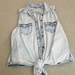 Acid wash denim tank