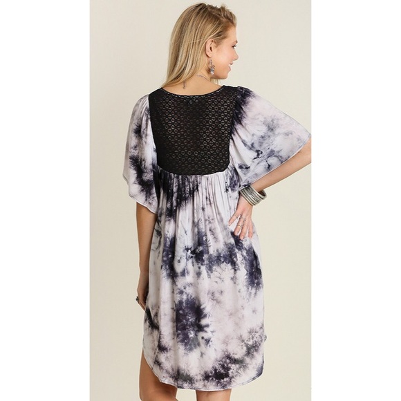 ❗️CLEARANCE❗️Black Tie Dye Crochet Tunic Dress S - Picture 3 of 3
