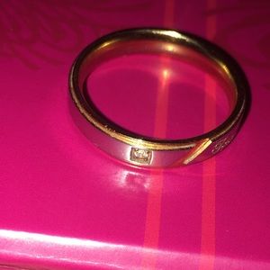 Stainless steel two toned ring w/ cubic zirconia