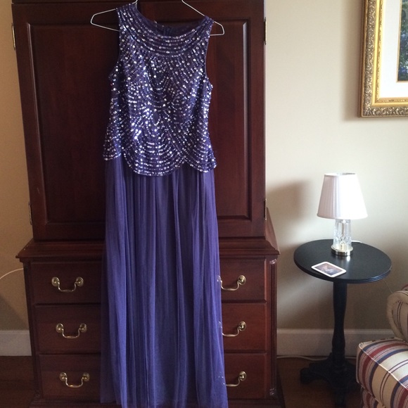 Purple sequined prom dress
