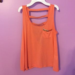 Orange sequin open back tank