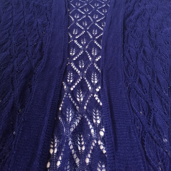 Royal Blue Open Knit Cardigan - Picture 3 of 3