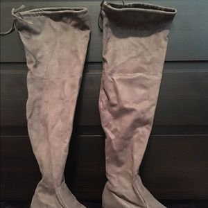 Unisa Gray Fabric Over the Knee Boots