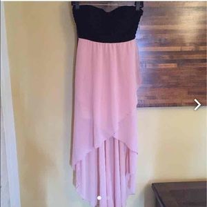 Strapless chiffon high low