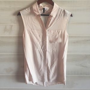 H&M sleeveless button down- light blush- size 4