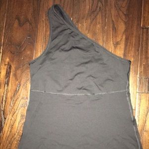 One shoulder black lululemon tank
