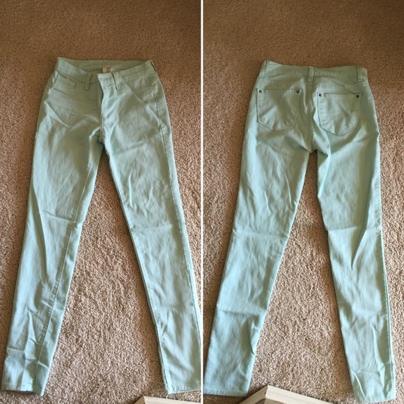 Mint green skinny jeans!