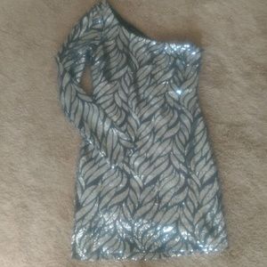 AKIRA Black Label Sequin One Shoulder Mini