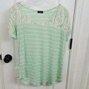 Green and white stripe shirt