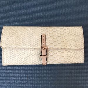 Cream Faux Snake Wallet