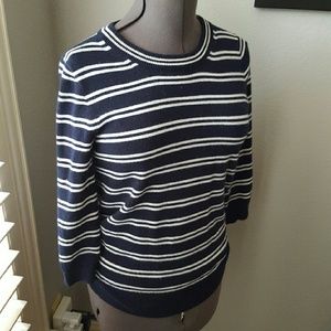 J Crew Navy blue and white cashmere sweater
