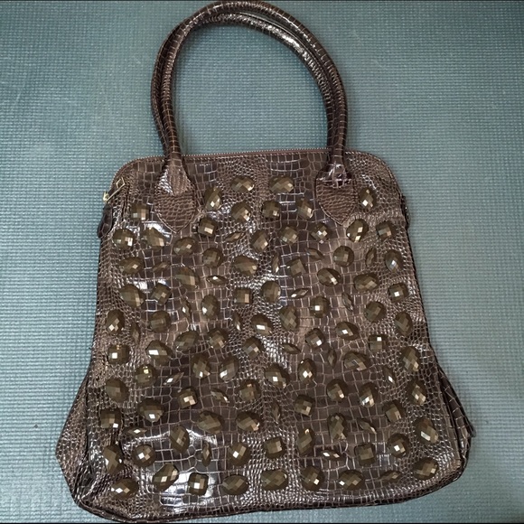 Stunning Faux Alligator Purse with Beaded Front