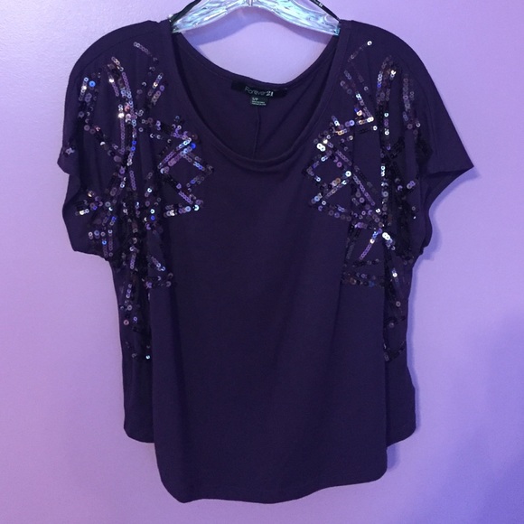 Forever 21 purple sequin flare top