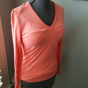 J Crew tangerine orange coral v neck sweater