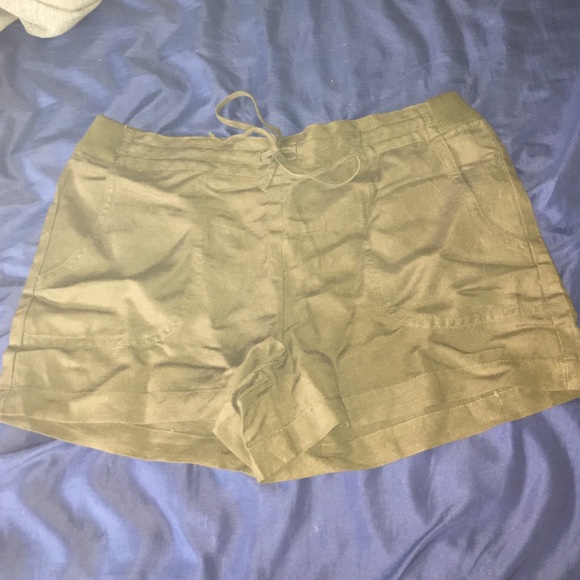 Olive green shorts with drawstring