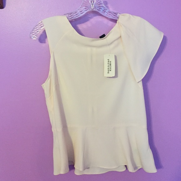 Cream Decorative shoulder peplum tank zip up back