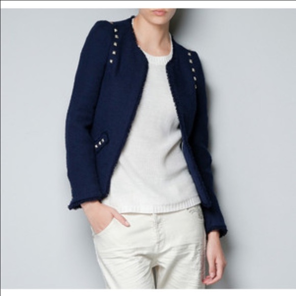 ZARA Tweed Jacket Blazer - Black
