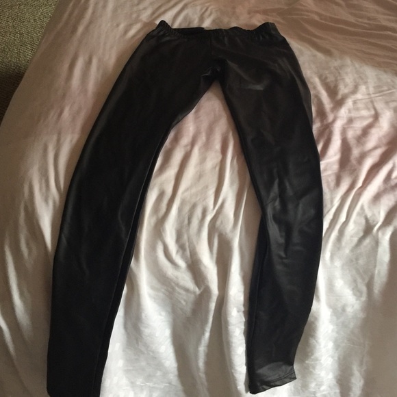 Black shiny spandex pants