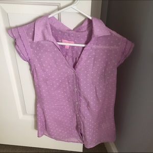 Lilly Pulitzer Purple Ruffle Dot Blouse
