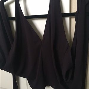 Kenneth Cole deep purple tie back shirt