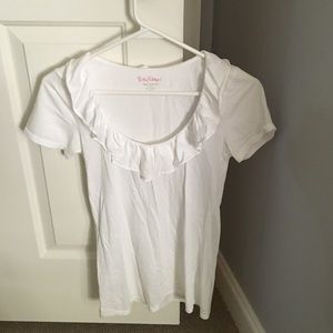 White Ruffle-Neck Lilly Pulitzer Tee