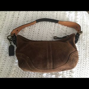 Brown Suede Coach Shoulder Bag