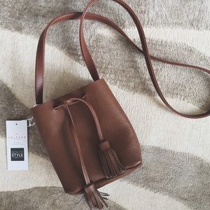 Genuine leather bucket bag