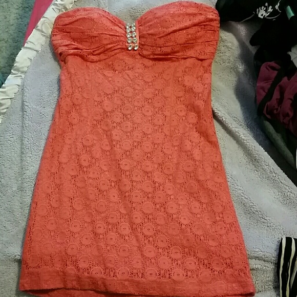 Coral lace dress