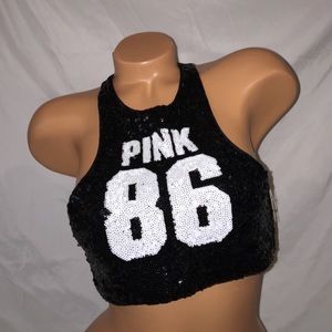 VS PINK Bling Pink 86 Halter Bikini Swim Top!