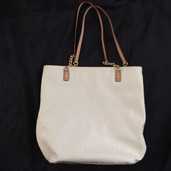 Michael Kors white and gold shoulder tote