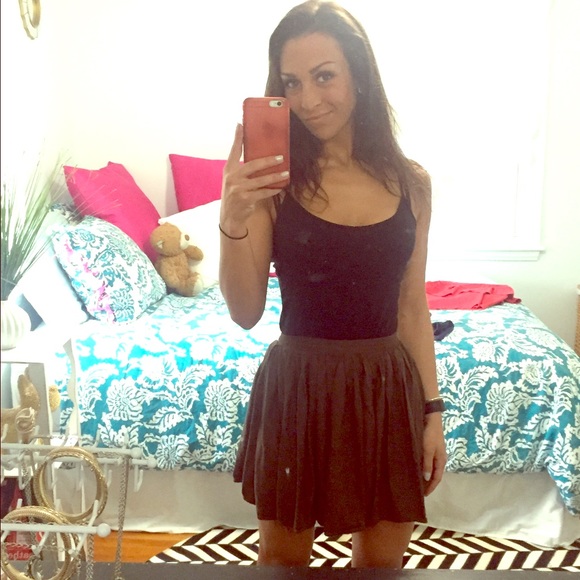 Army green pleat skater skirt!