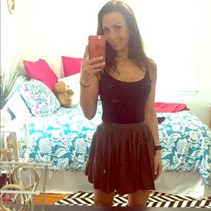 Army green pleat skater skirt!