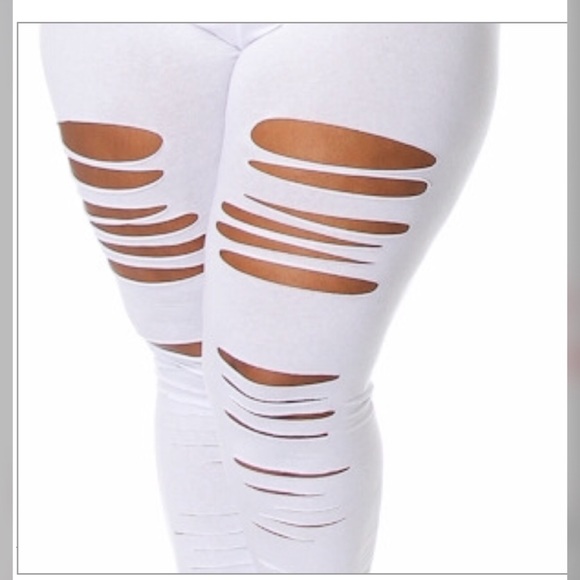 ❌❌SOLD OUT❌❌✨Stretchy Razor Slashed Leggings - Picture 3 of 3